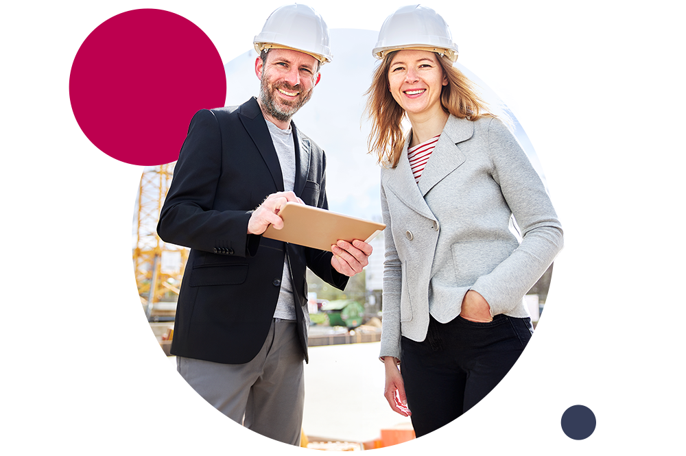 man and woman on construction site